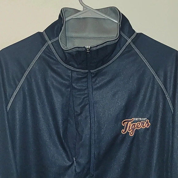 Men's SM Detroit Tigers corduroy pullover polo with chest zipper MLB LOT F8 - Picture 3 of 6